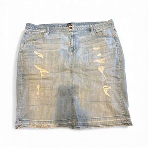 Lane Bryant Light Blue Distressed Mini Skirt